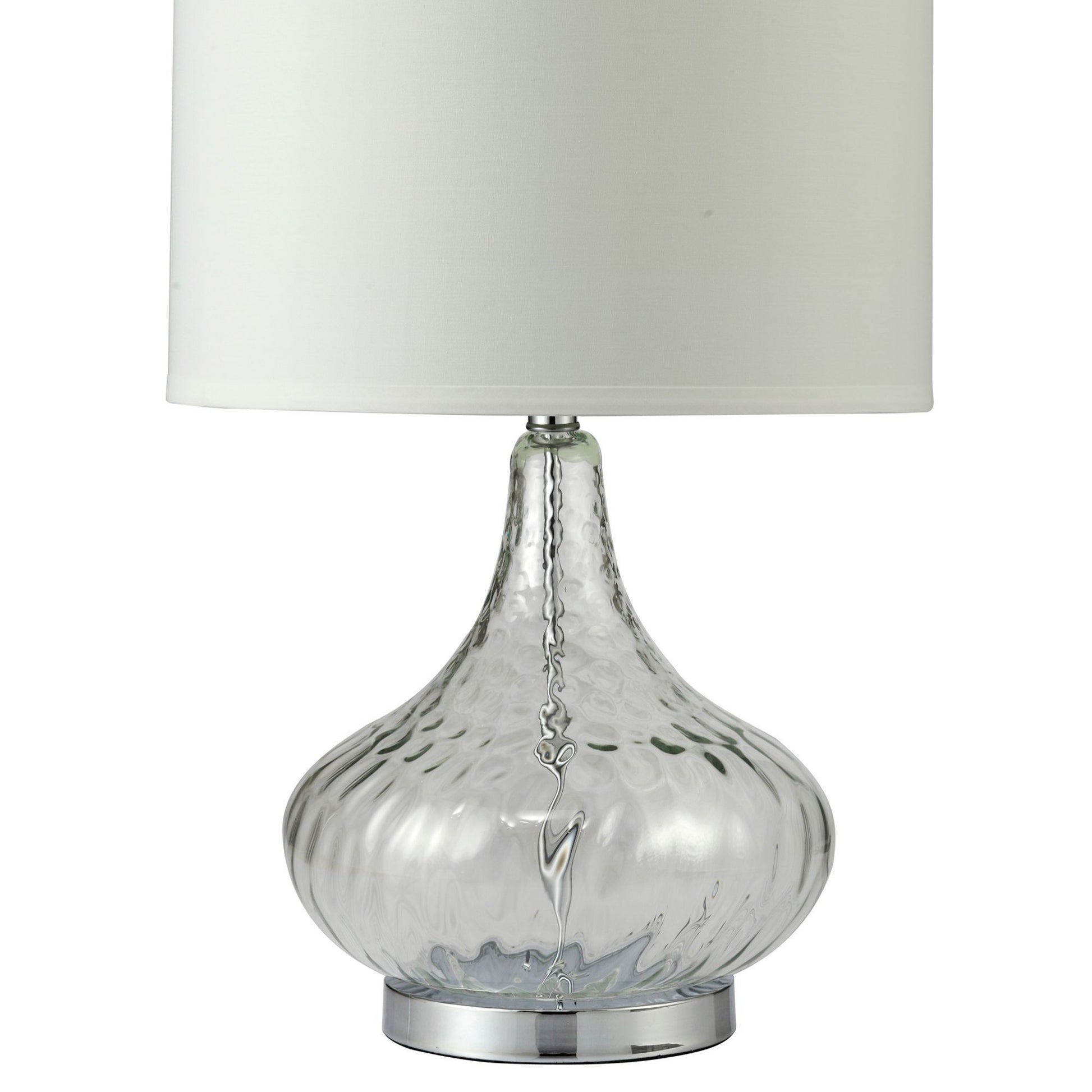 24.5" Tall Glass Table Lamp" Leann", Clear Glass And Chrome Silver Multicolor Metal