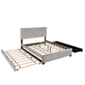Gray Queen Size Trundle Pull Out Drawers Storage Upholstered Bed Modern Design No Box Spring Required Box Spring Not Required Queen Gray Wood Espresso Bedroom American Design,Casual,Contemporary,Modern Rubberwood Trundle Bed Included Fiber Foam And