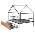 Full Size Metal House Bed With Two Drawers, Black Full Black Metal