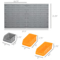 Durhand 44 Piece Wall Mounted Pegboard Tool Organizer Rack Kit With Various Sized Storage Bins, Pegboard, & Hooks, Orange Orange Plastic