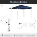 Outsunny 13' X 13' Pop Up Canopy Tent, Instant Sun Shelter, Tents For Parties, Height Adjustable, With Wheeled Carry Bag For Outdoor, Garden, Patio, Parties, Dark Blue Dark Blue Steel