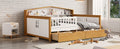 Full Size House Shape Daybed With Two Drawers And Bookcase Headboard Wooden Bed For Girls Boys Teens, No Box Spring Needed, Walnut And White Box Spring Not Required Full White Walnut Wood Bedroom Cute Pine Bed Frame Wood