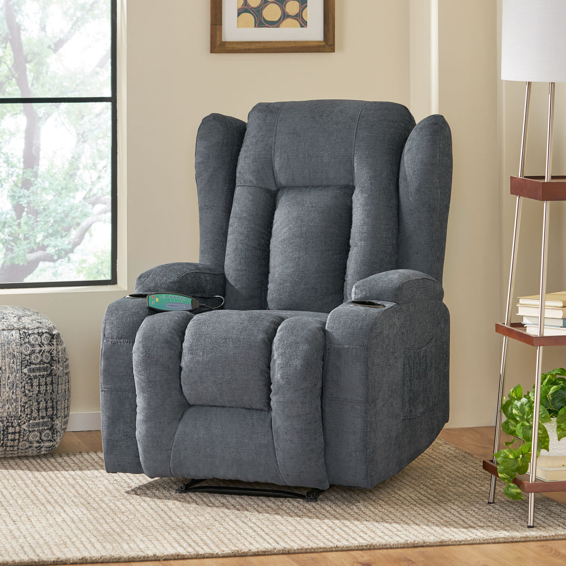 Massage Recliner Charcoal Fabric