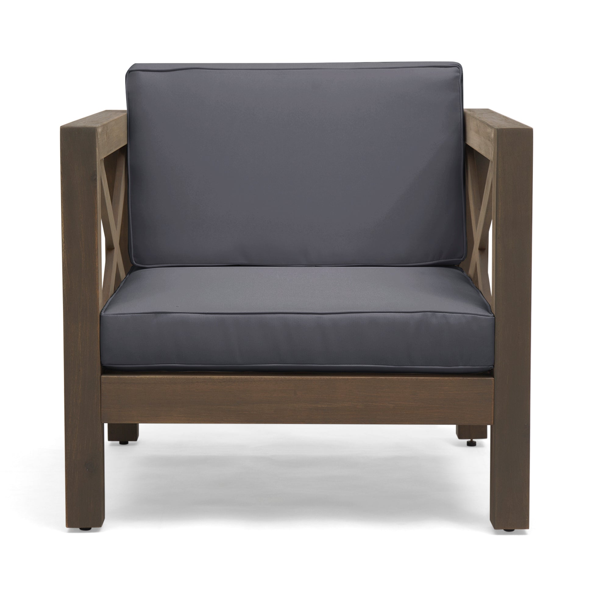 Brava Club Chair Grey Wood Waterproof Fabric