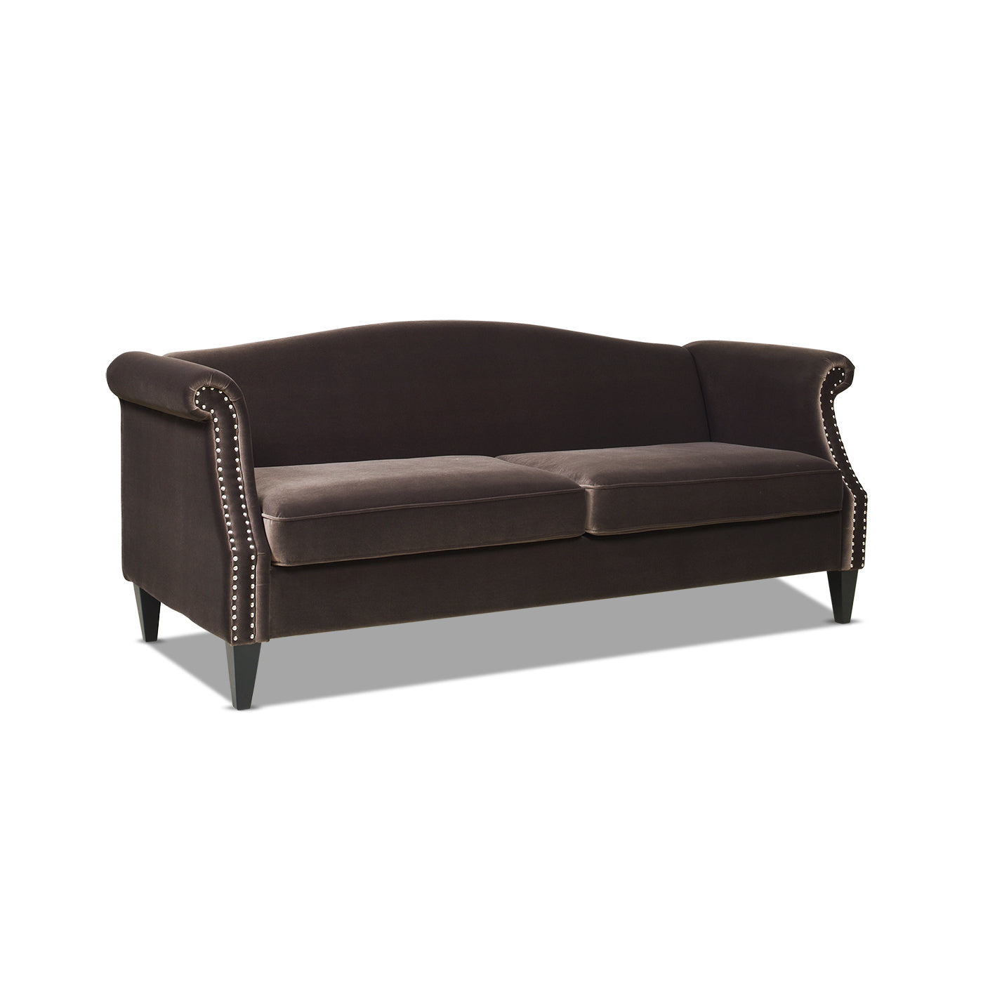 Elaine Camel Back Sofa Accents, Deep Brown Performance Velvet Brown Foam Velvet 3 Seat