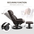 Homcom Massage Recliner Chair With Ottoman, 360 Swivel Recliner And Footstool, Pu Leather Reclining Chair With Side Pocket And Remote Control, Brown Brown Wood