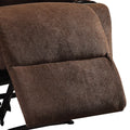 Chocolate Recliner With Cup Holder Chocolate Linen Manual Handle Metal Primary Living Space Tight Back Handle Pillow Top Arms Fabric Metal