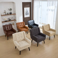 Modern Soft Teddy Material Ergonomics Accent Chair Living Room Chair Bedroom Chair Home Chair With Black Legs For Indoor Home Grey Teddy Fabric Grey Foam Upholstered