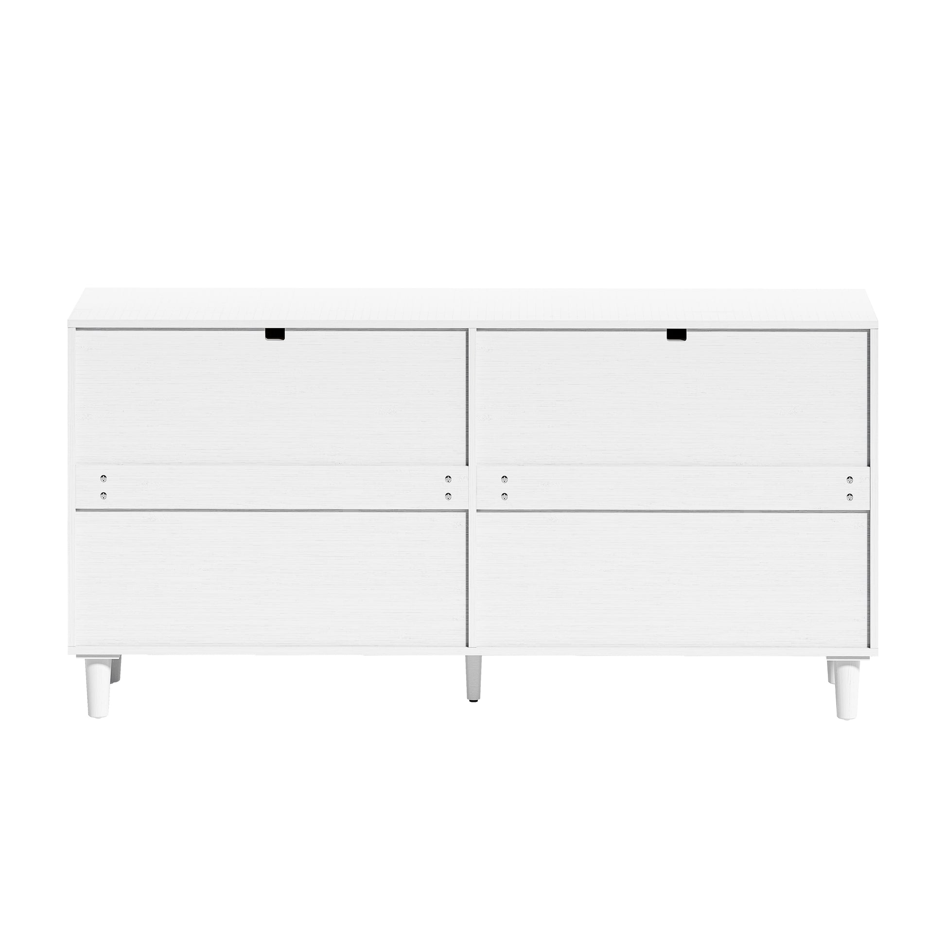 59" Rattan Dresser With Drawers, 6 Drawer Dresser For Bedroom, Clothes Storage Cabinet For Bedroom, Metal Handle&Wood Legs For Hallway, Living Room, Bedroom,White White Mdf Metal