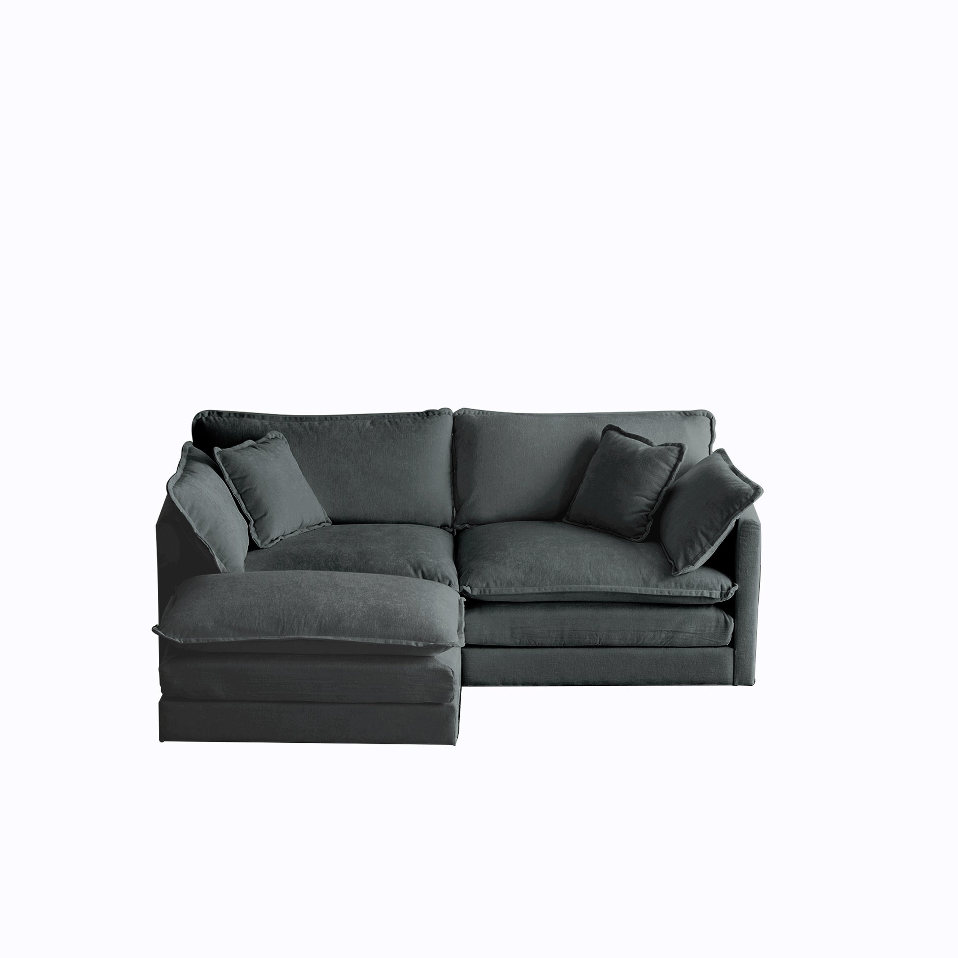 Chenille Two Seater Sofa With 1 Footrest, 2 Seater L Shaped Sectional With Ottoman,Loveseat With Ottoman For Small Living Space, Gray Chenille Gray Chenille 2 Seat