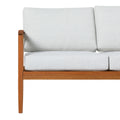 Contemporary Cushioned Eucalyptus Wood Patio Loveseat Brown Brown Eucalyptus Eucalyptus