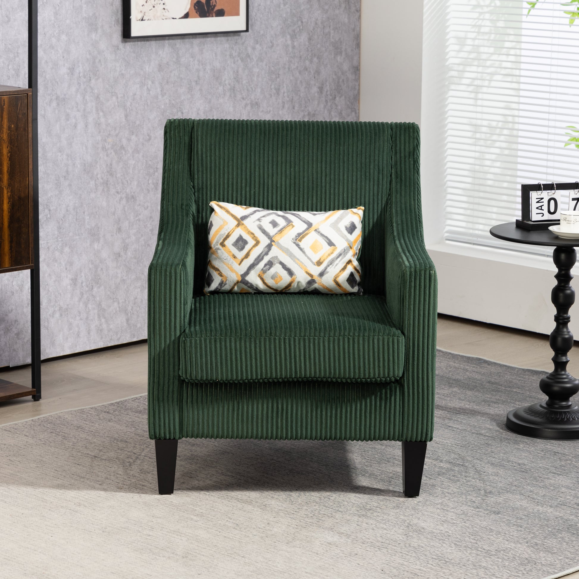 Coolmore Modern Accent Chair,Upholstered Armchair With Scooped Arms For Bedroom,Apartment,Studio,Office,Waiting Room Emerald Corduroy Emerald Primary Living Space Foam Corduroy