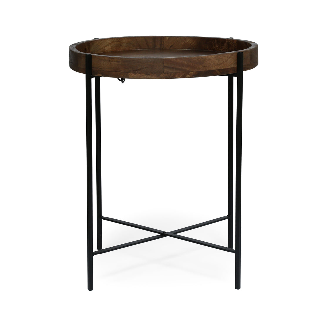 Round End Table Natural Wood