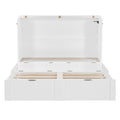 Full Size Murphy Bed With Drawer And A Set Of Sockets & Usb Ports, Pulley Structure Design, White Full White Plywood
