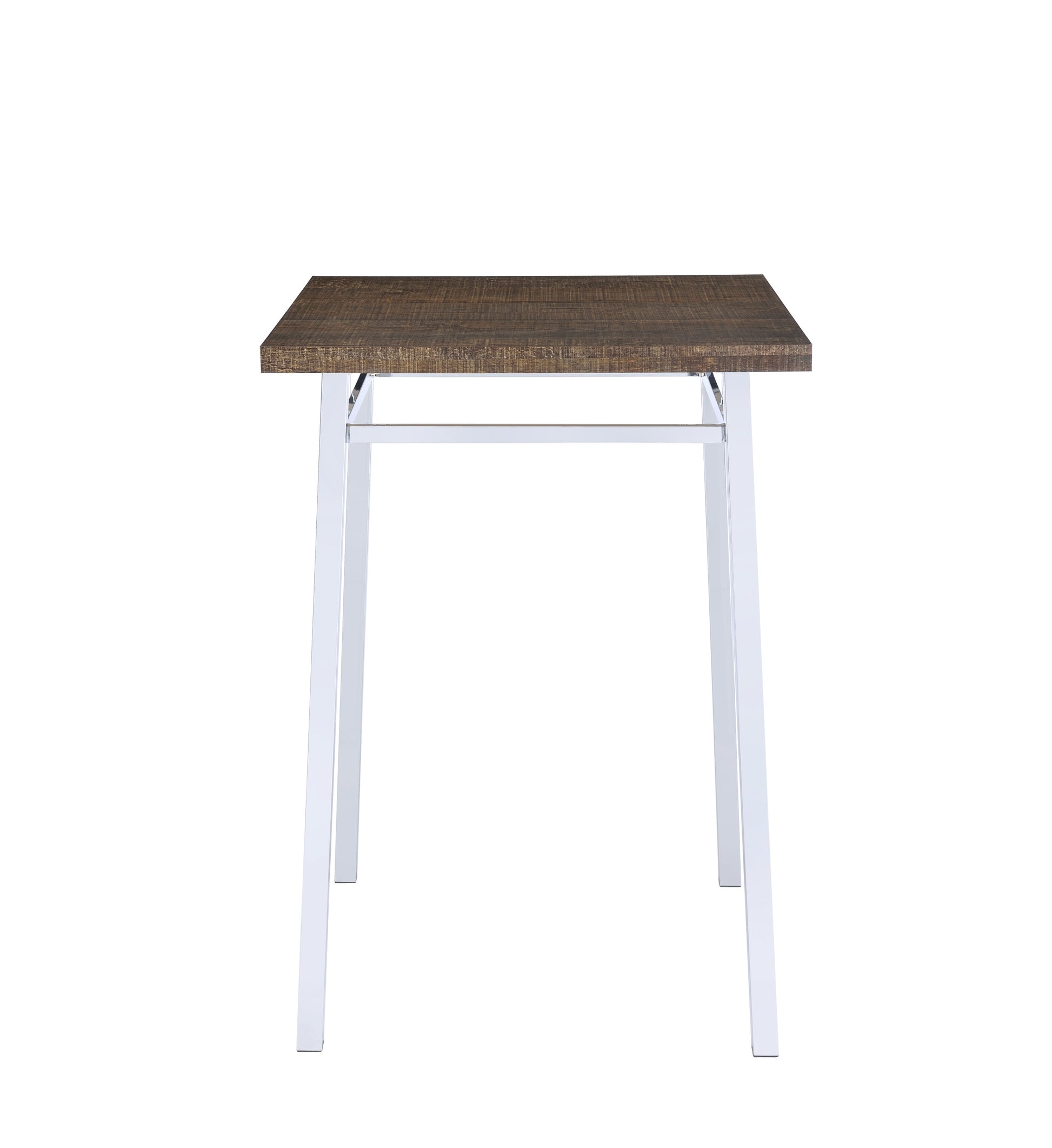 Oak And Chrome Square Bar Table Oak Primary Living Space Contemporary Rectangular Wood Metal