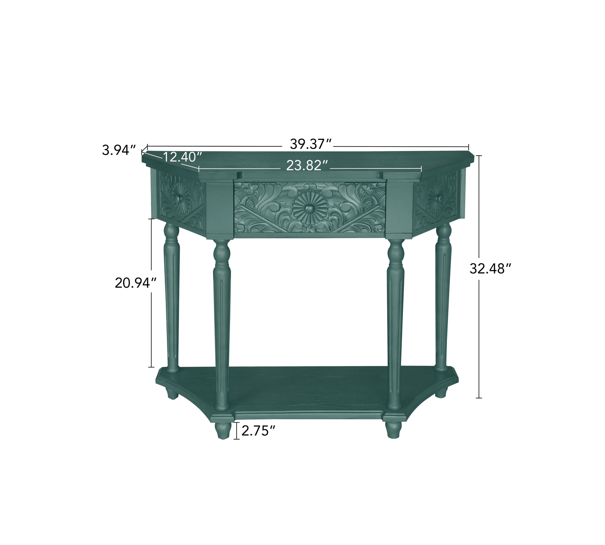 1 Drawer End Table,Side Table,Elegant Carved 1 Drawer End Table For Living Room Bed Room Study Entryway Dark Green American Design Mdf