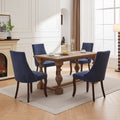 Rayon Cloth Flocking Linen Dining Chairs Channel Kitchen Dinner Chair Comfy Fabric Upholstered Accent Chair For Dining Room With Curved Solid Wood Legs,Set Of 2 Blue , Sw1847Bl Blue Light Brown Dining Room American Design,American Traditional Dining
