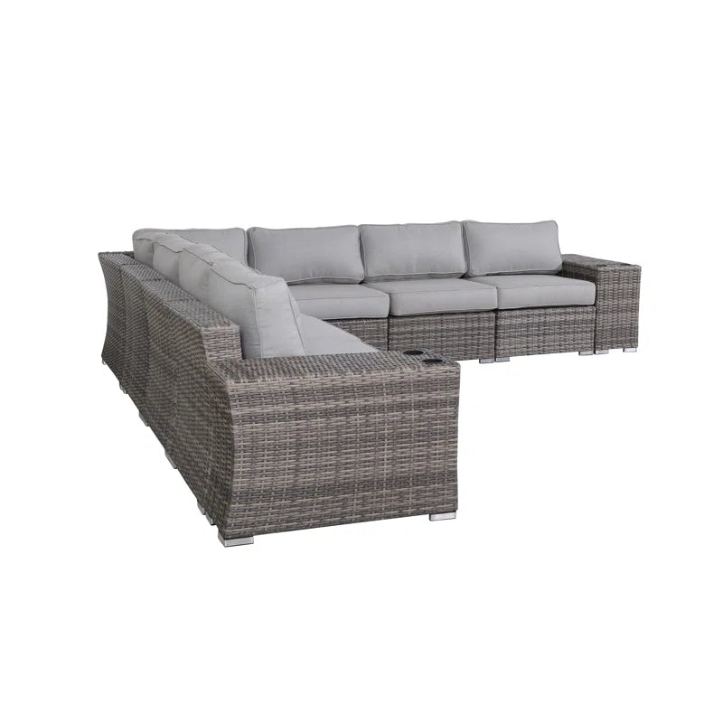 Fully Assembled Outdoor Wicker Patio Sofa Quick Setup Pre Assembled Patio Furniture Grey Mix Wicker