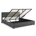 King Size Storage Upholstered Hydraulic Platform Bed With Integrated Headboard, Chenille Fabric, Gray King Gray Bedroom Luxury,Modern Chenille Chenille