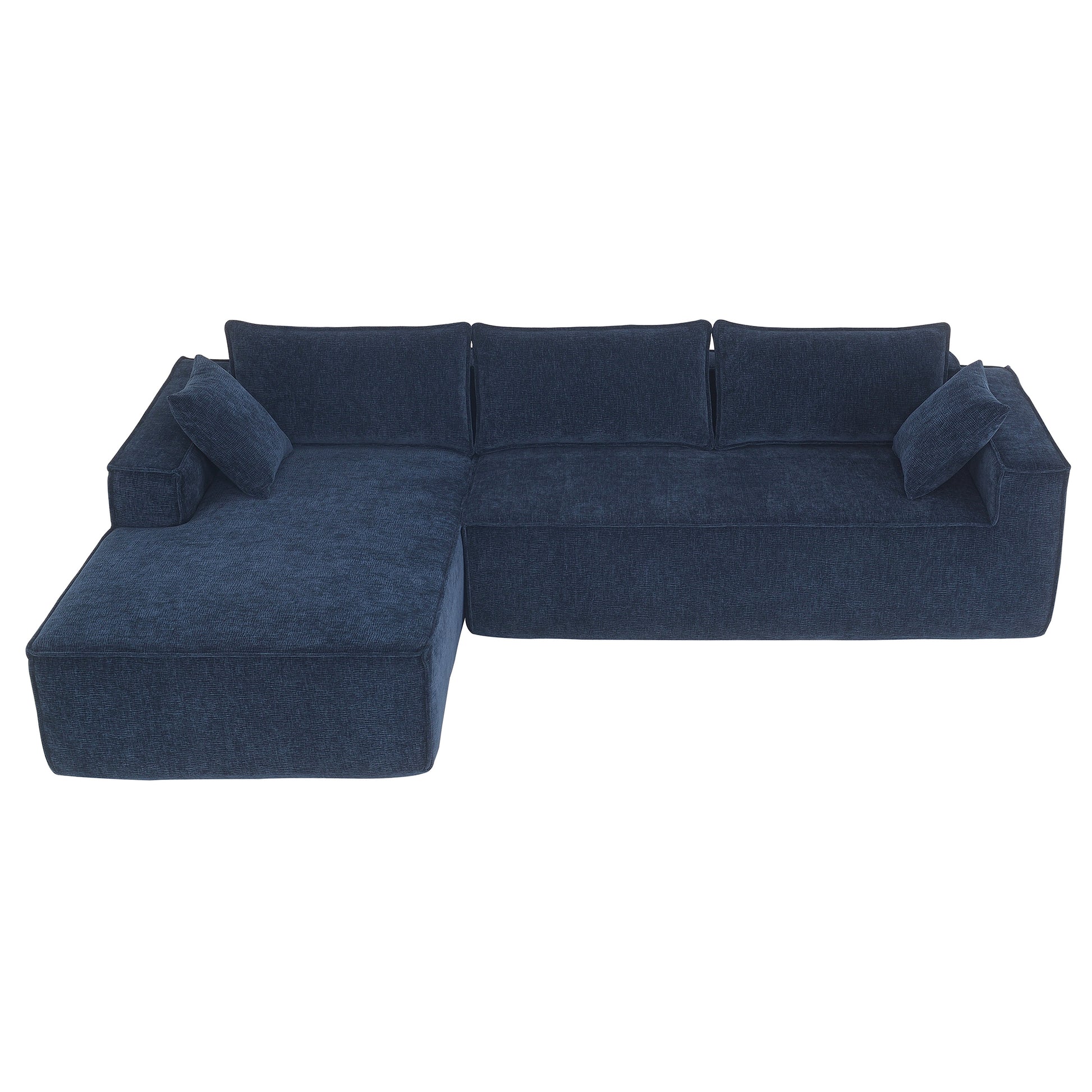 111.5*72"Minimalist Style Modular Sectional Sofa,Wrinkle Resistant Chenille Couch Set,L Shaped Sleeper Sofa Bed For Living Room,2 Pic Free Combination,No Assembly Require,3 Colors Dark Blue Chenille 4 Seat