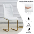 Table And Chair Set, The Table Is Equipped With A Marble Patterned Mdf Tabletop And Gold Table Legs.Dining Chairs,Gold Legged Upholstered Chairs Made Of Artificial Leather. Gold White Seats 6 Mdf