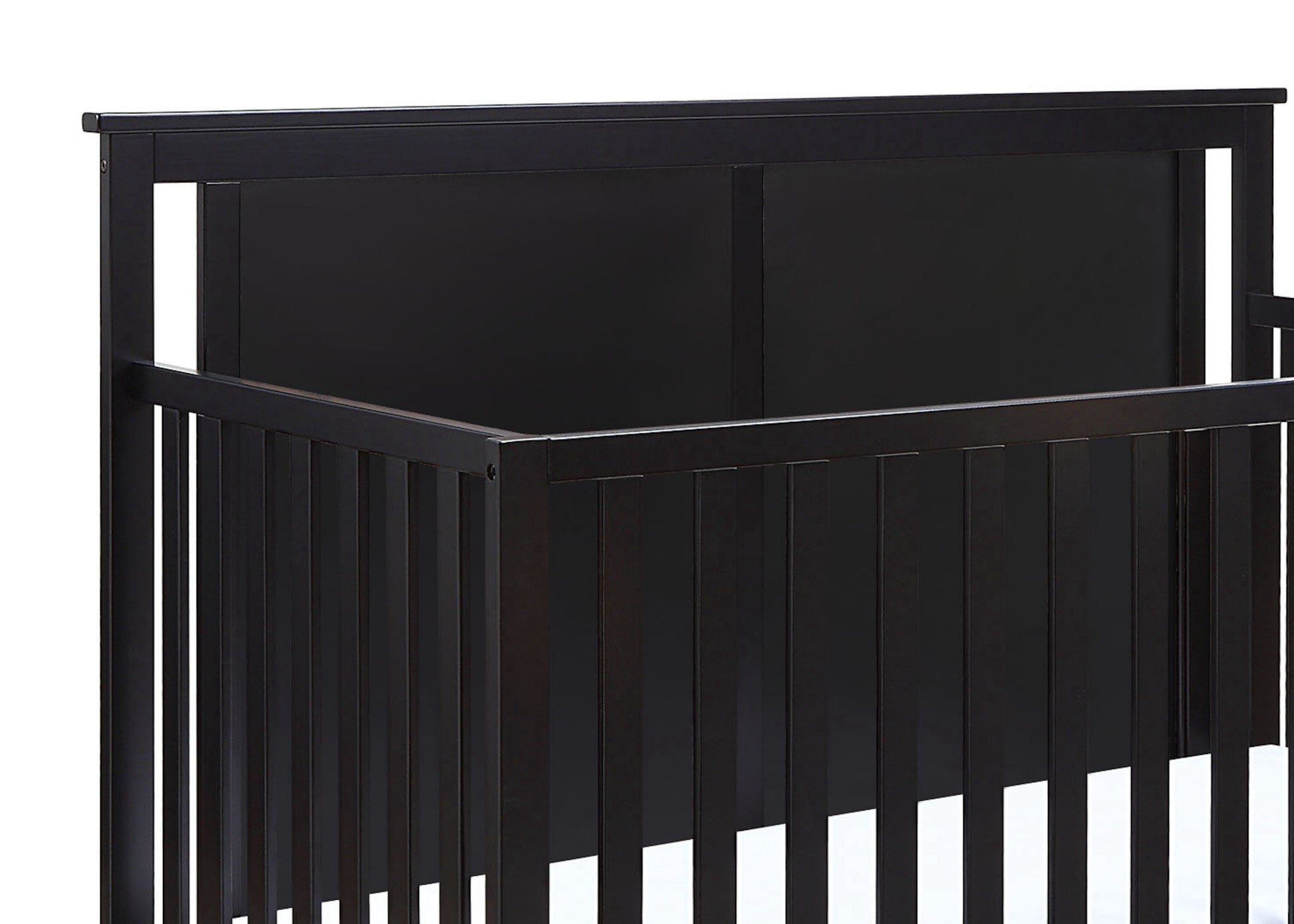 Connelly Mini Crib With Mattress Pad Black Vintage Walnut Black Brown Wood