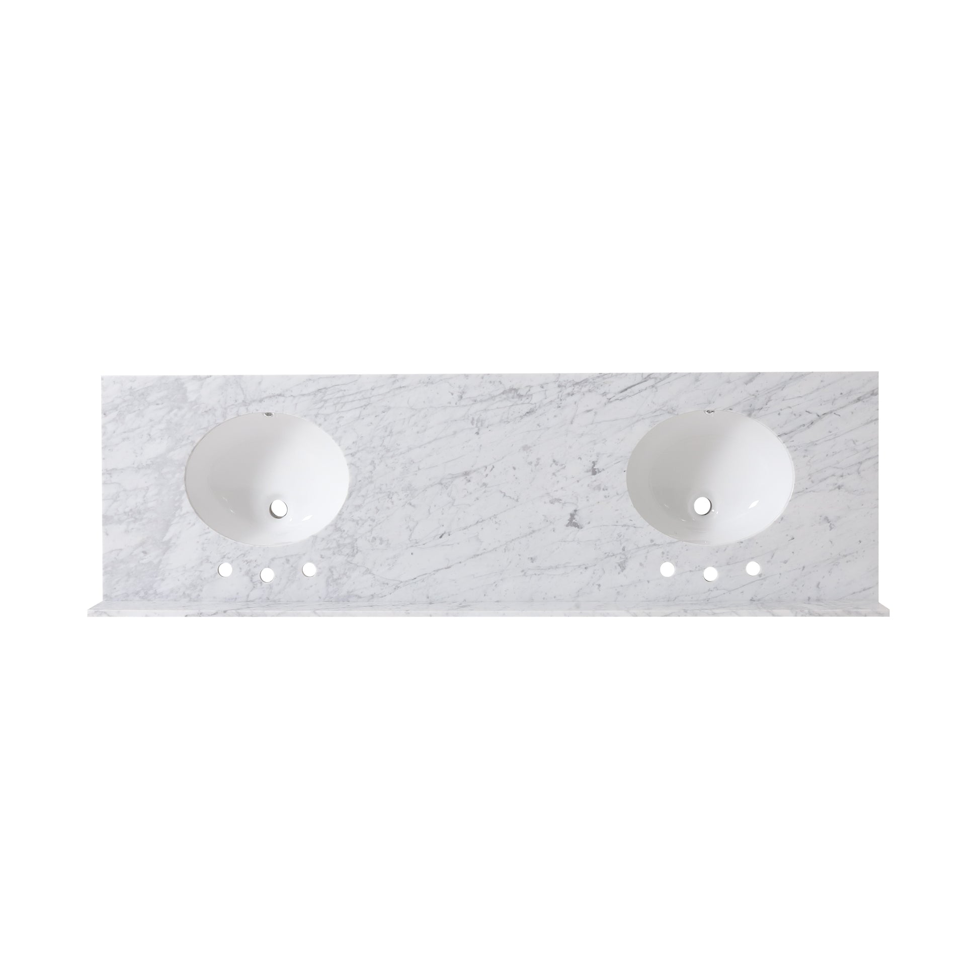 73'' Bathroom Vanity With Marble Top & Double Ceramic Sinks, 4 Doors, 6 Drawers, White White Plywood
