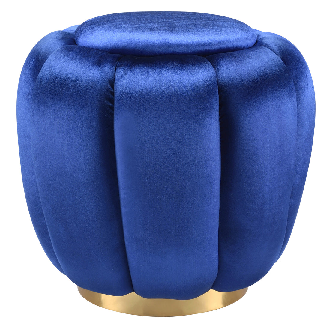 Blue Round Ottoman Blue Velvet Wood Primary Living Space Solid Blue Luxury Round Armless Velvet