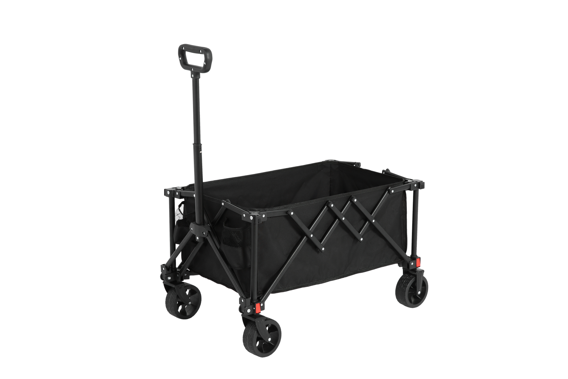 Folding Wagon Carts,Folding Wagon Cart With All Terrain Wheels,Heavy Duty Garden Carts With Adjustable Handle,Outdoor Utility Wagon For Camping Shopping Sports Fishing Black Black Steel