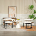 Coolmore Boucle Dining Chairs Set Of 2, Mid Century Modern Curved Backrest Chair, Round Upholstered Kitchen Chairs Beige Boucle Beige Foam Mdf Metal