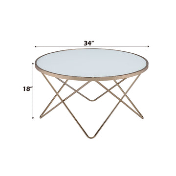 Valora Frosted Glass Top & Champagne Finish Coffee Table Champagne Glass Metal