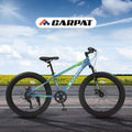 S24109 Elecony 24 Inch Fat Tire Bike Adult Youth Full Shimano 7 Speeds Mountain Bike, Dual Disc Brake, High Carbon Steel Frame, Front Suspension, Mountain Trail Bike, Urban Commuter City Bicycle Cycling Blue Green Without Anti Slip Garden & Outdoor