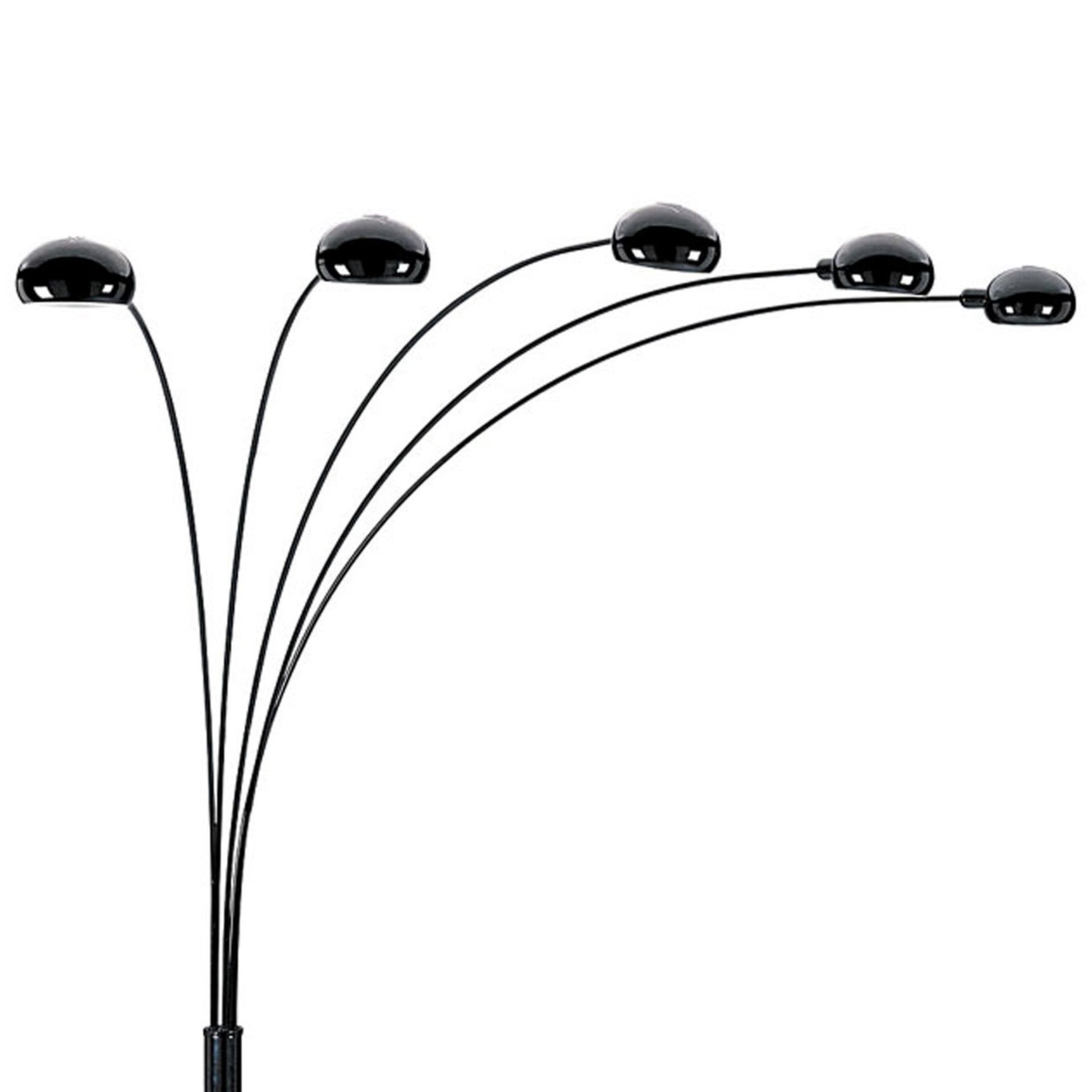 84" Tall Metal Floor Lamp With Black Finish And 5 Adjustable Arch Arms Black Metal