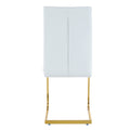 Luxury Simple Arch Chair Set Of 4 White Pu Material High Resilience Dining Chair With Arched Metal Gold Leg. White Gold Metal,Pu