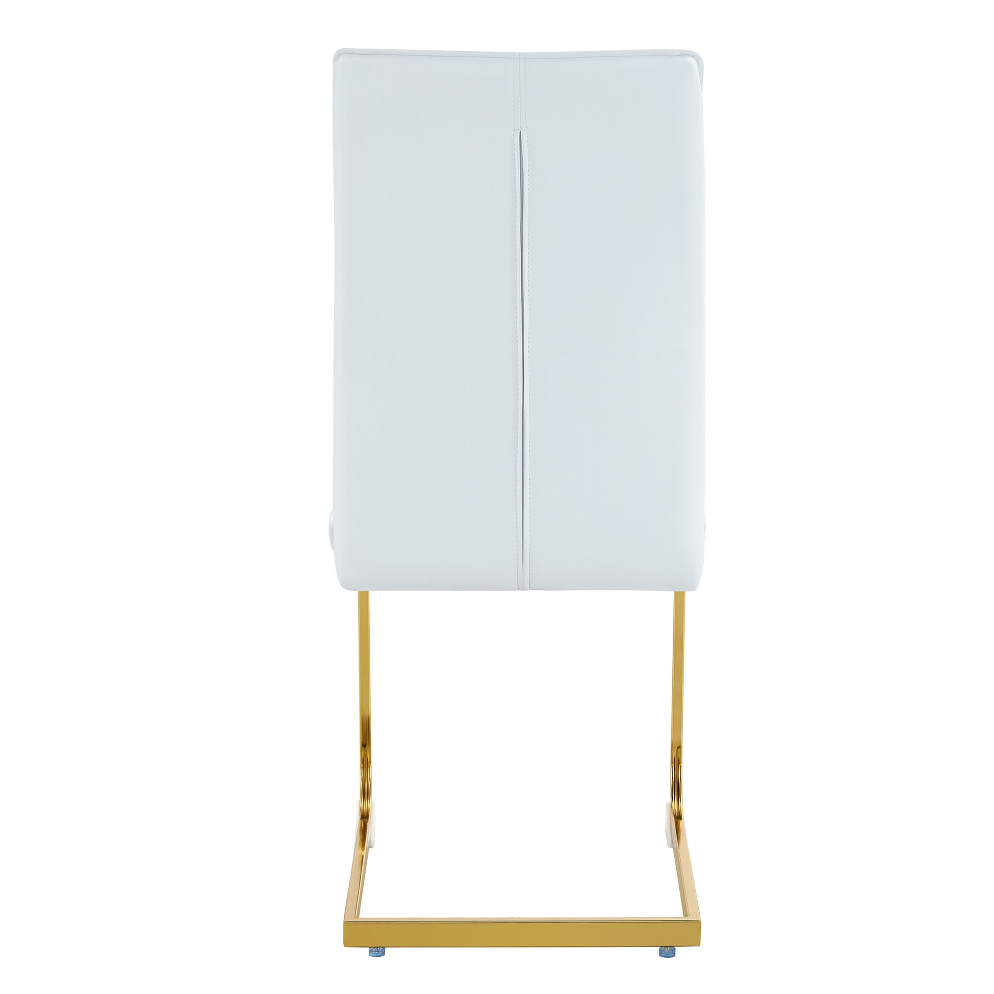 Luxury Simple Arch Chair Set Of 4 White Pu Material High Resilience Dining Chair With Arched Metal Gold Leg. White Gold Metal,Pu