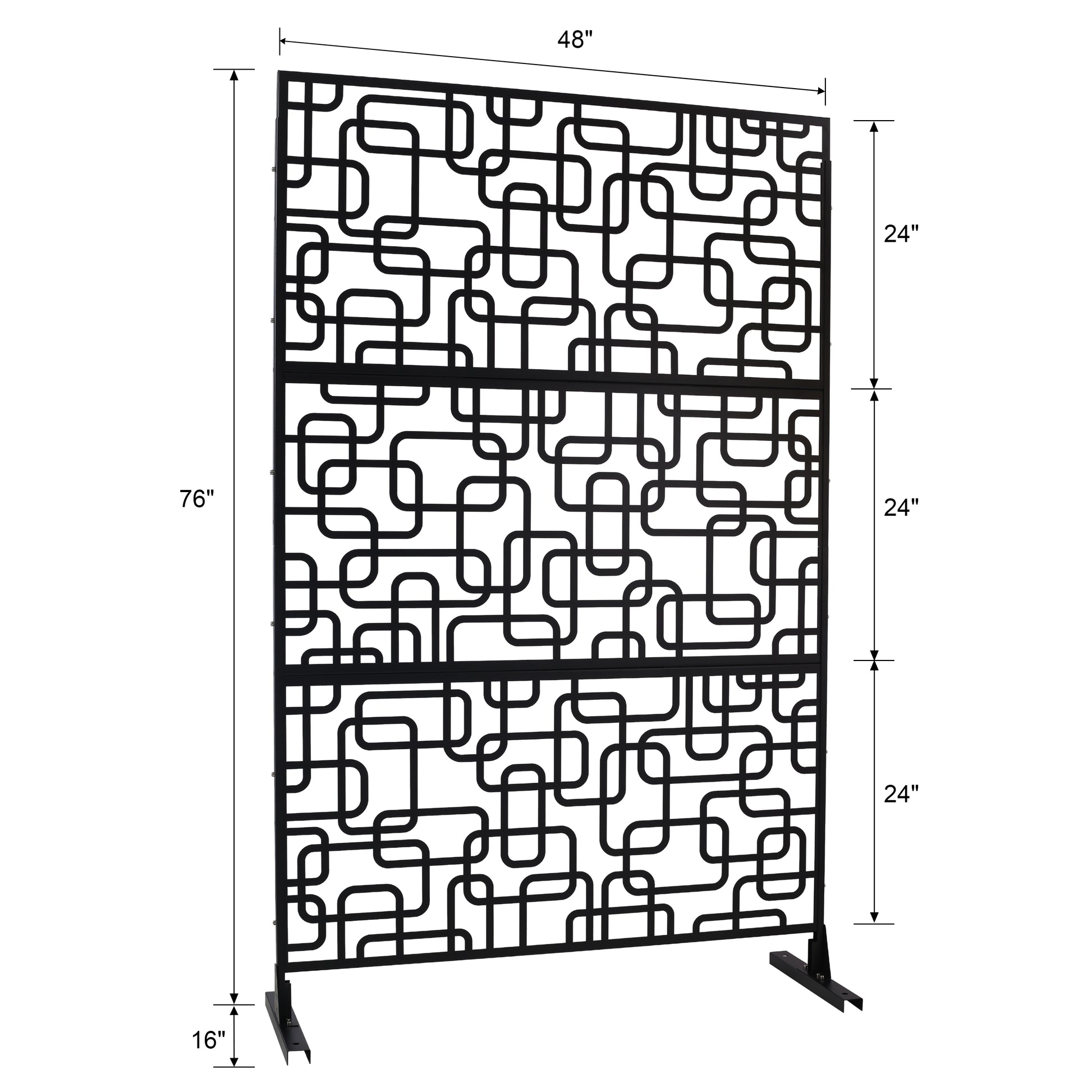 Outdoor & Indoor Privacy Screen Metal Privacy Screen 76" H 48" W, Freestanding Decorative Privacy Screen For Deck Balcony Patio, Privacy Fence Panels For Outside Lawn Garden Ps114 Black, Light Black Steel