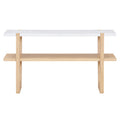 Retro Elegant Console Table With Marble Effect Top And Versatile Storage Solutions For Entryway And Living Room Natural Natural Solid Wood Mdf