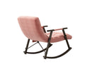 Casual Folding Rocking Chair Upholstered, Lounge Rocking Chair Adjustable High Back And Foot Rest,Side Pockets Placed In Living Room Bedroom Balcony Pink Velvet