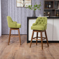 Coolmore Bar Stools Set Of 2 Counter Height Chairs With Footrest For Kitchen, Dining Room And 360 Degree Solid Wood Legs Swivel Bar Stools Set Of 2 Olive Linen Olive Foam Linen
