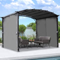 Patio Pergola 9 X 11Ft Arched Gazebo With Waterproof Sun Shade Shelter Awning Steel Frame Grape Gazebo For Garden Backyard Grey Gray Steel