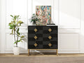 3 Drawer Storage Cabinet,3 Drawer Modern Dresser,Chest Of Drawers With Decorative Embossed Pattern Door For Entryway,Living Room,Bed Room Black Modern Particle Board Mdf