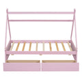 Twin Size House Platform Bed With Two Drawers,Headboard And Footboard, Pink Twin Pink Pine