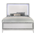 White Queen Bed With Led Lighting Headboard Box Spring Required Queen White Wood White Bedroom Modern Wood