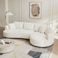 122.04 Inch Corduroy Upholstered Sectional Sofa With Right Facing Chaise For Living Room Office Corner White Corduroy Modern Sofa White Corduroy 3 Seat