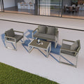 Aluminum And Rattan Modern 4 Piece Sofa Seating Group For Patio Garden Outdoor Yes Complete Patio Set Gray Silver Mildew Resistant Frame Fade Resistant Cushion Garden & Outdoor Modern Complete Patio Sets Aluminium Aluminium