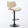 Walnut Bentwood Bar Stools Mid Century Modern Adjustable Counter Height Black Leather Upholstered 360 Swivel Bar Chairs For Kitchen Island Dining Room Cafe, 1 Chair 1Carton,Beige Beige American Design 1 Foam Pu Leather