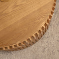 Vintage Fashion Style Cylindrical Nesting Coffee Table Set With Vertical Textured Embossed Design For Living Room, Office And Dining Room, Natural Set Of 2 Natural Mdf
