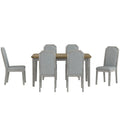 7 Piece Farmhouse Dining Set Classic Rustic Table And 6 High Back Design Chairs For Dining Room, Kitchen Brown Gray Brown Gray Solid Wood Mdf