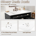 36'' Bathroom Vanity With Top Sink, Modern Bathroom Storage Cabinet With 2 Drawers And A Tip Out Drawer, Single Sink Bathroom Vanity Black Bathroom Solid Wood Mdf