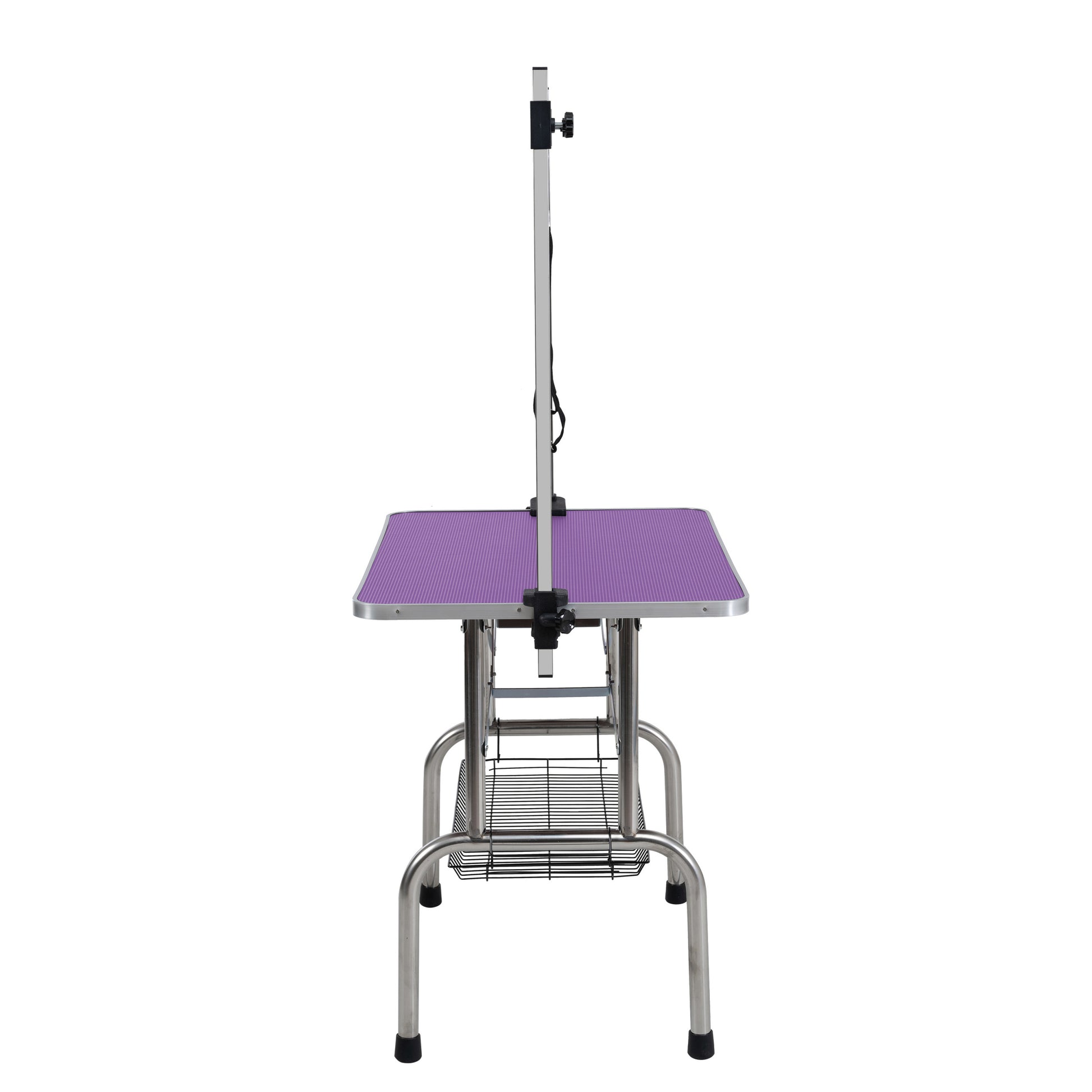 36" Folding Dog Pet Grooming Table Stainless Steel Frame Rubber Mat On Board With Adjustable Arm And Clamps Pet Dog Cat Grooming Table Purple Color Purple Rubber Stainless Steel